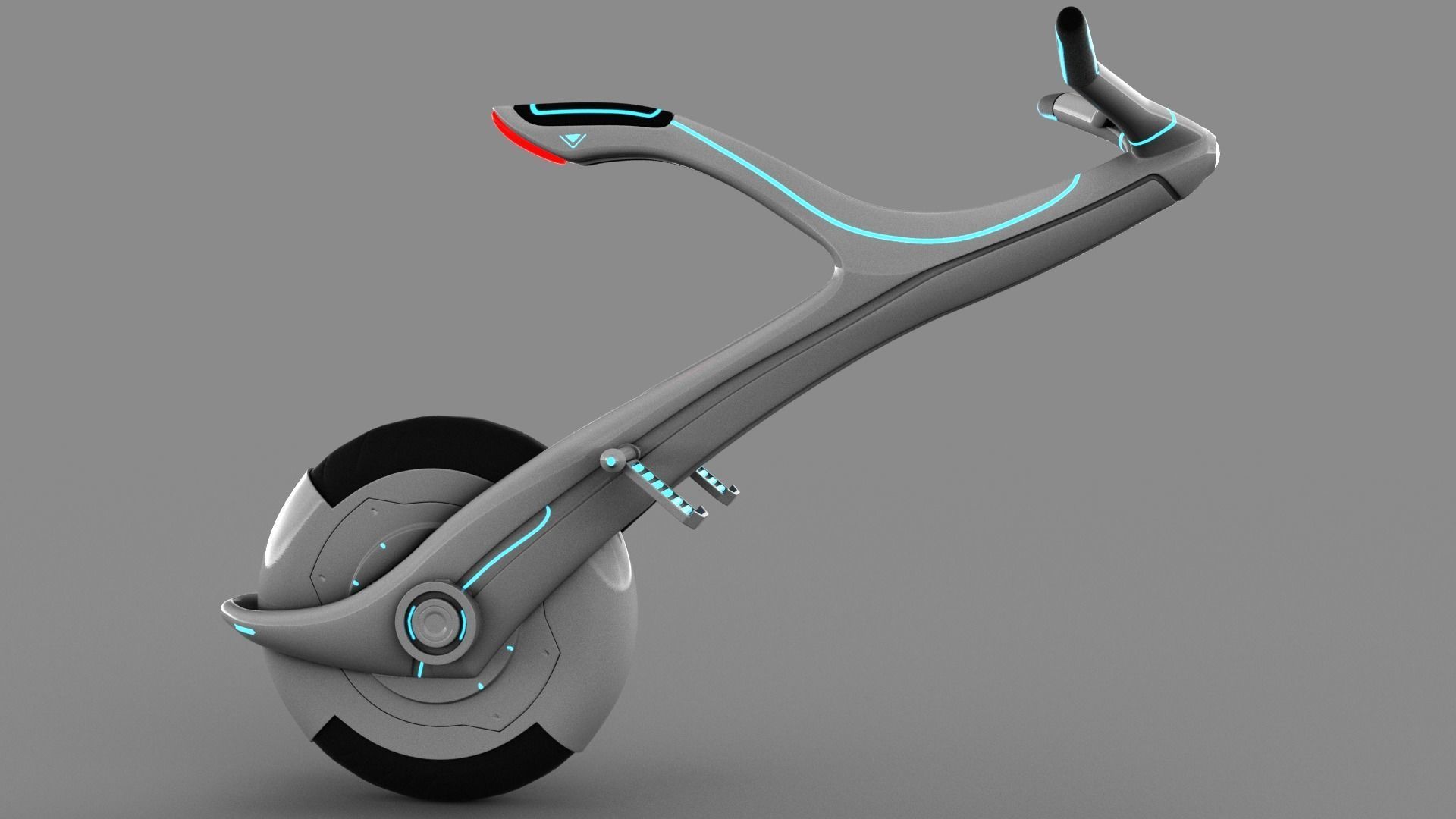 Sci-fi Monowheel Scooter Low-poly 3D model_6