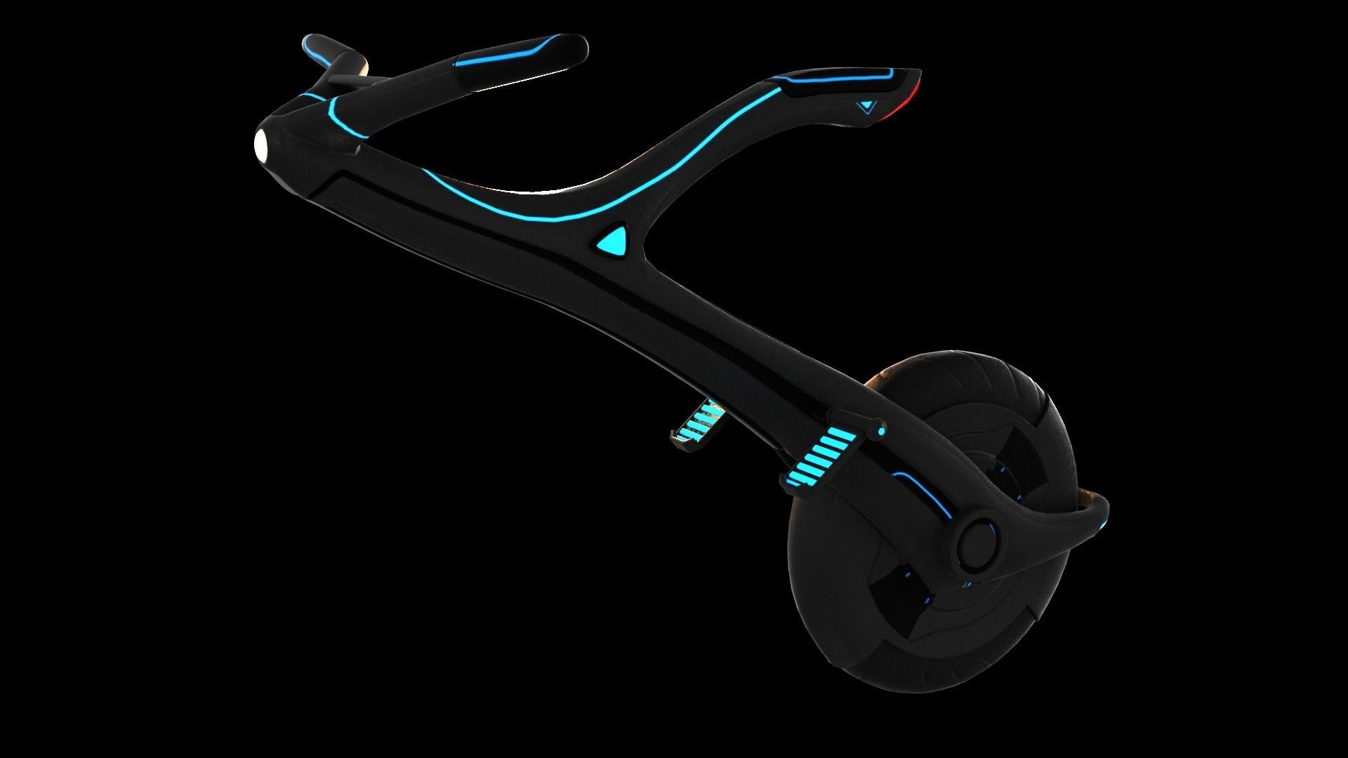 Sci-fi Monowheel Scooter Low-poly 3D model_13