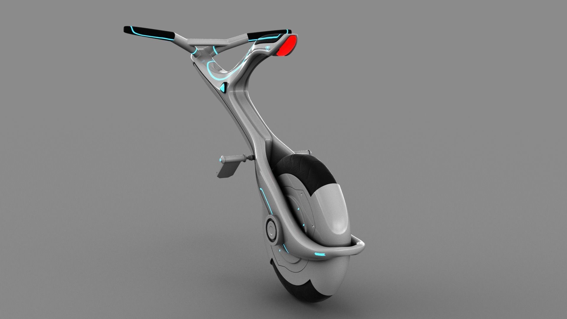 Sci-fi Monowheel Scooter Low-poly 3D model_3