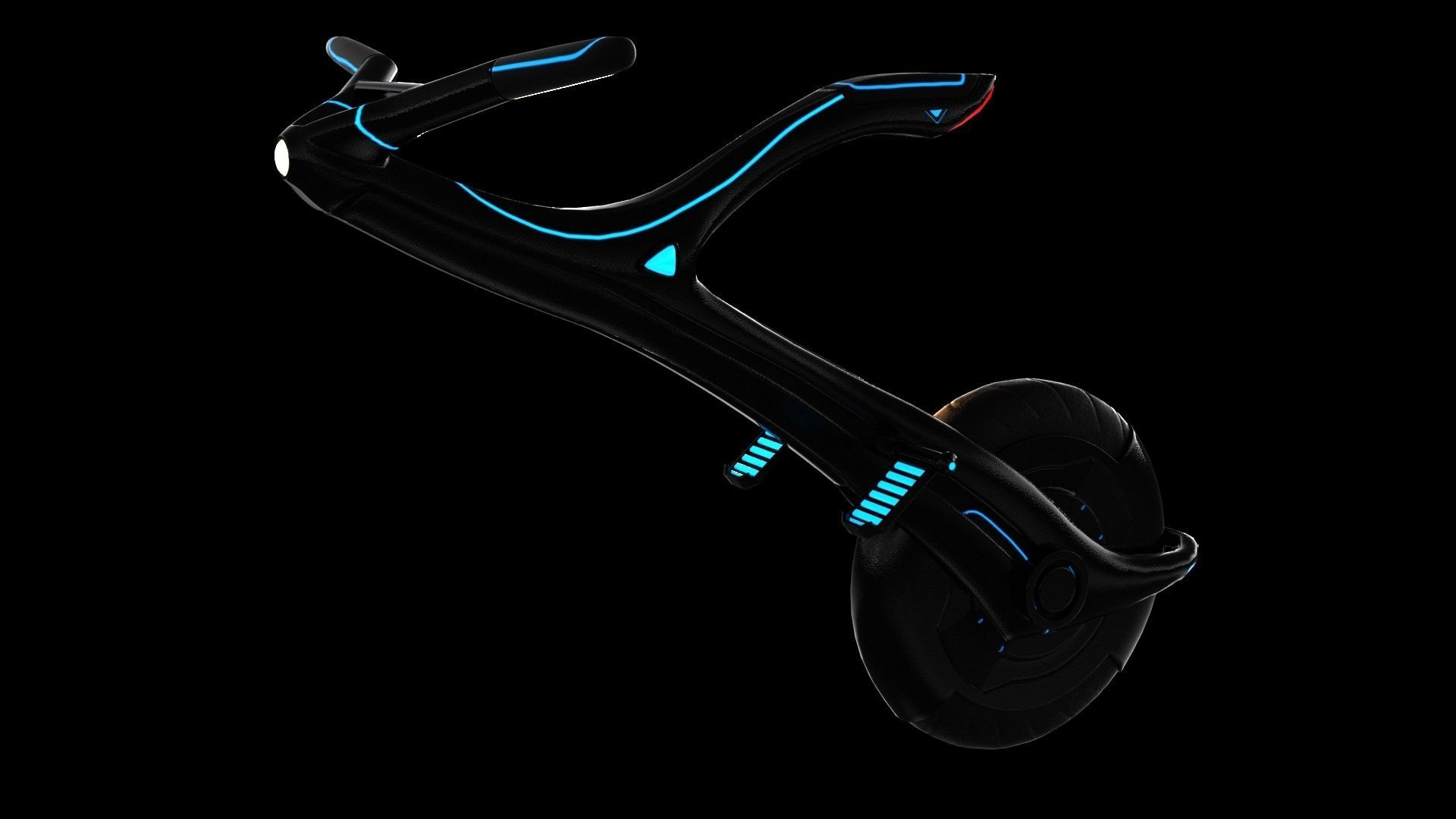 Sci-fi Monowheel Scooter Low-poly 3D model_12