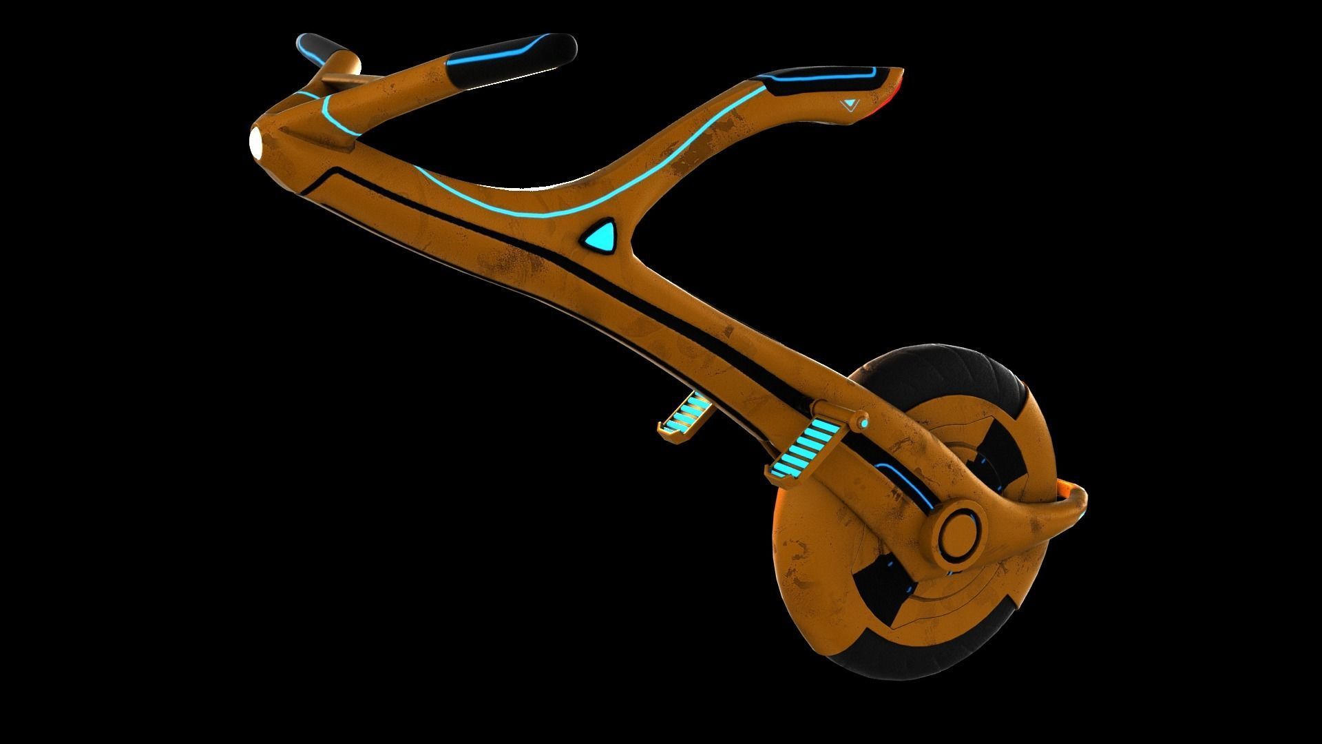 Sci-fi Monowheel Scooter Low-poly 3D model_14