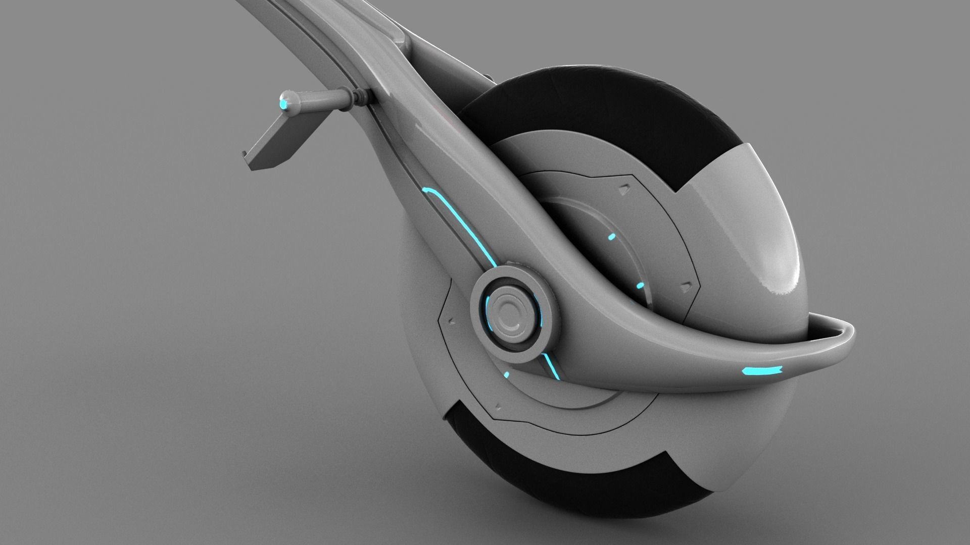 Sci-fi Monowheel Scooter Low-poly 3D model_11