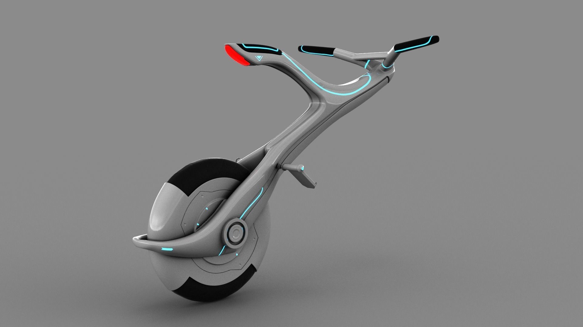 Sci-fi Monowheel Scooter Low-poly 3D model_5
