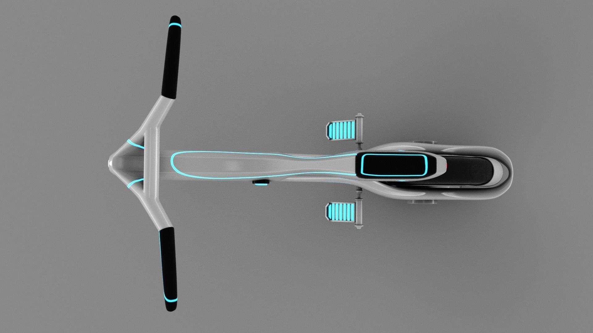Sci-fi Monowheel Scooter Low-poly 3D model_10