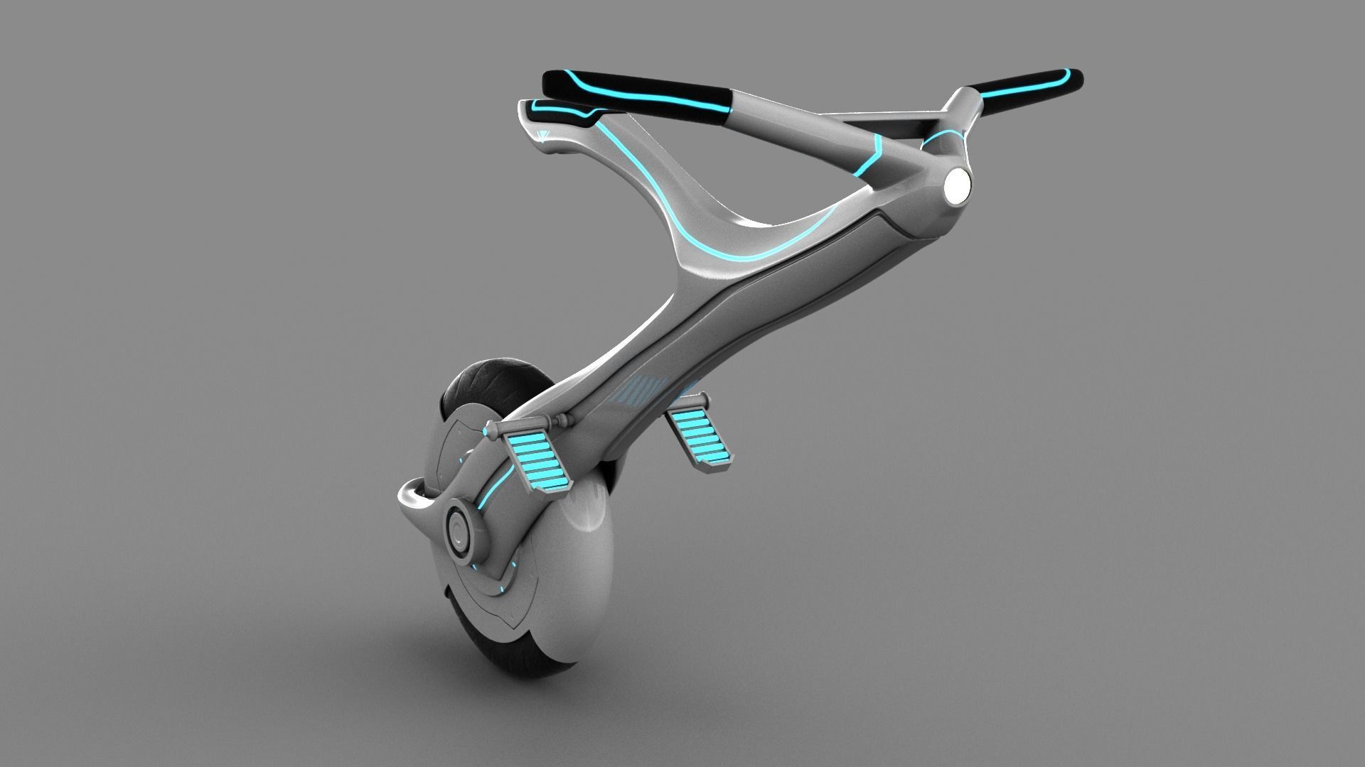 Sci-fi Monowheel Scooter Low-poly 3D model_7