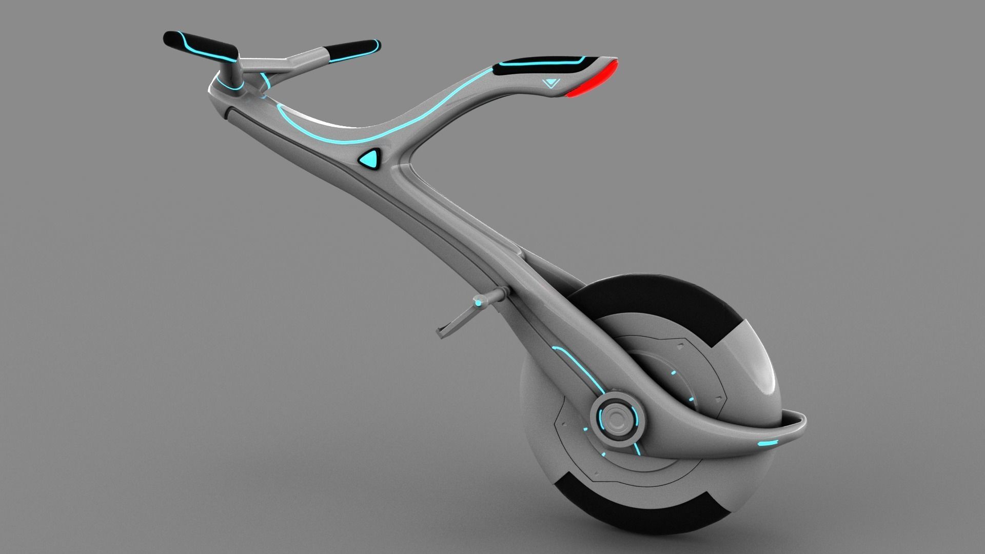 Sci-fi Monowheel Scooter Low-poly 3D model_2