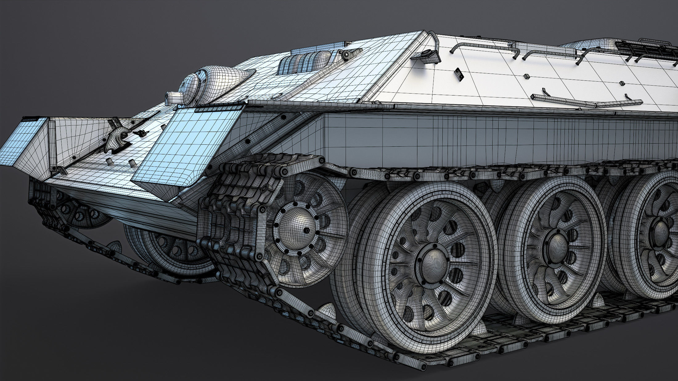 T-34 Tank Chassis High-Poly 3D model_32