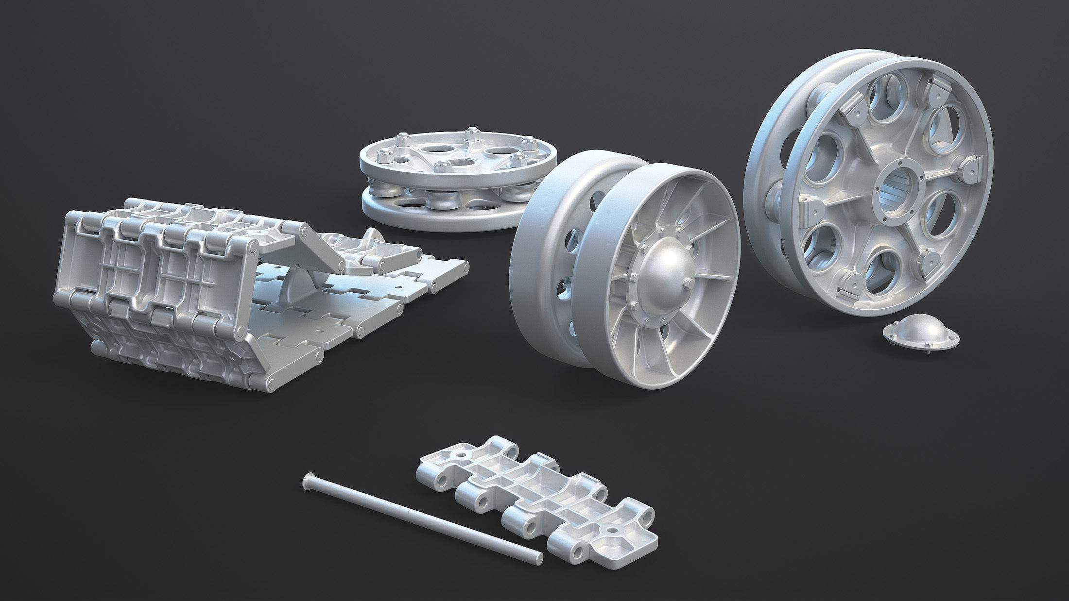 T-34 Tank Chassis High-Poly 3D model_24