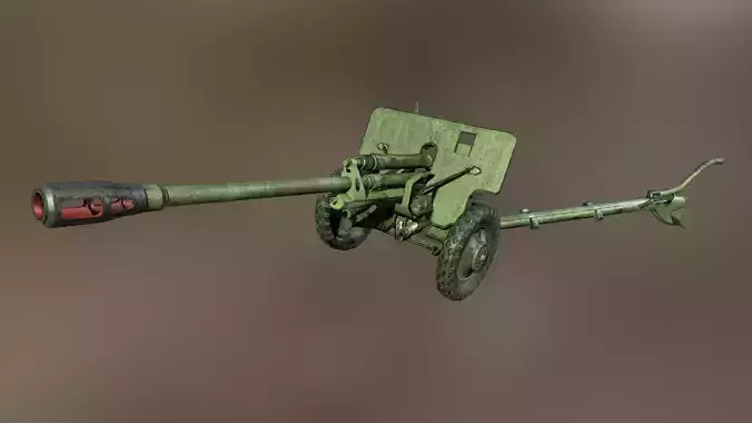 Soviet cannon ZIS 3 Low poly 3D model