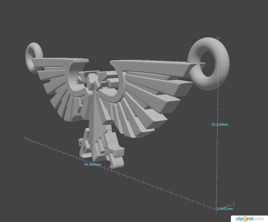 An aquila eagle pendant in silver 3D print model_4