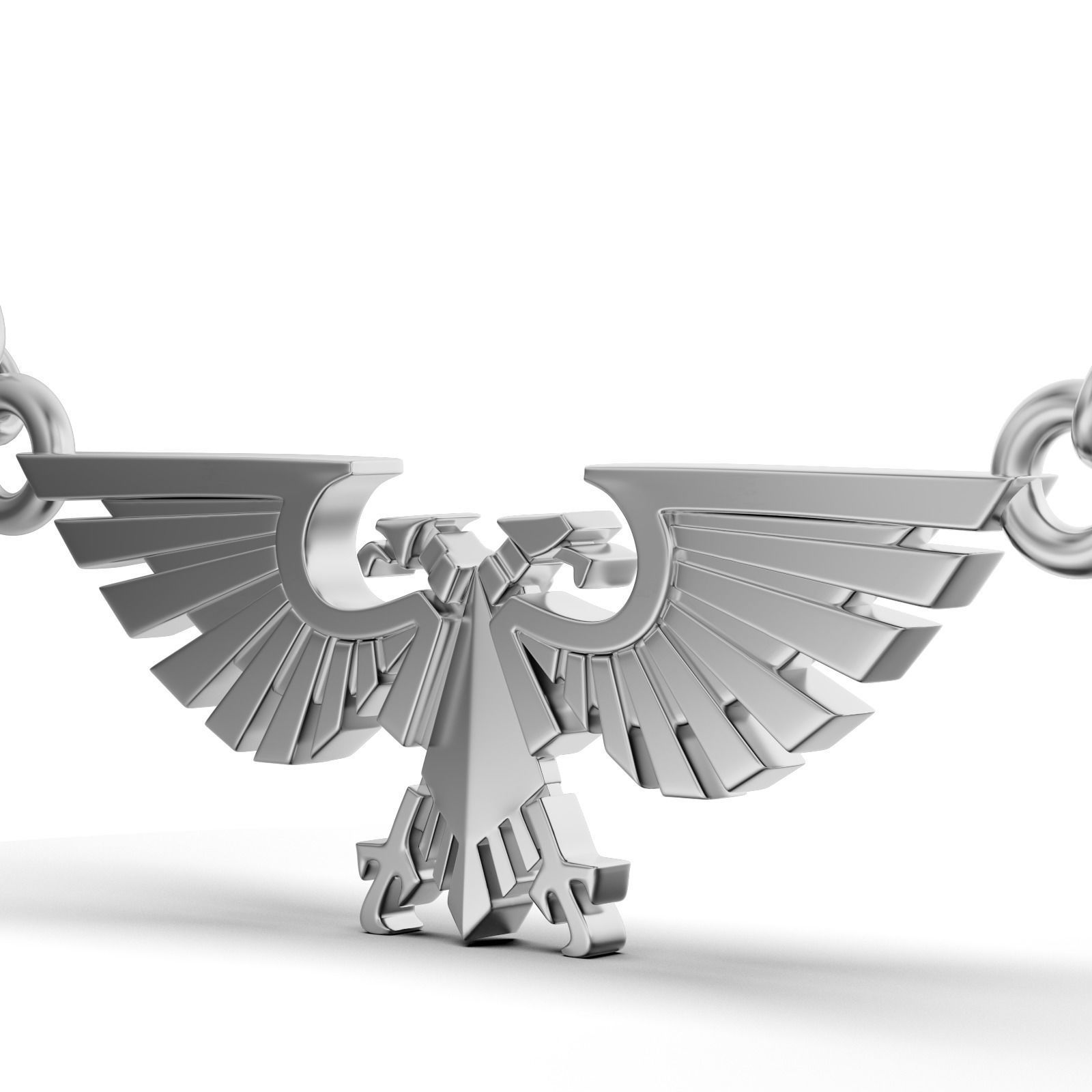 An aquila eagle pendant in silver 3D print model_3