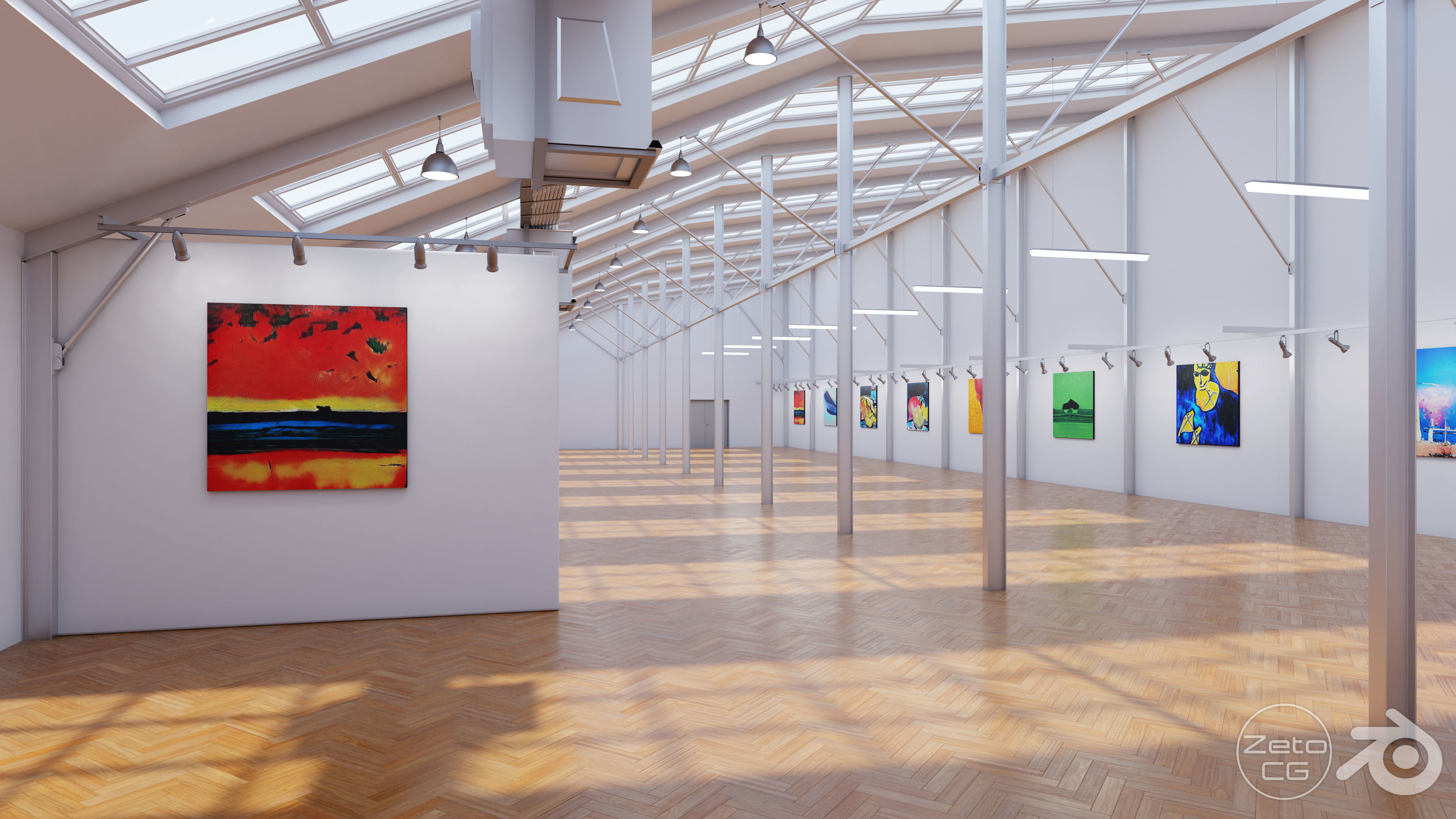 Art Museum Gallery Interior 9 Low-poly 3D model_3