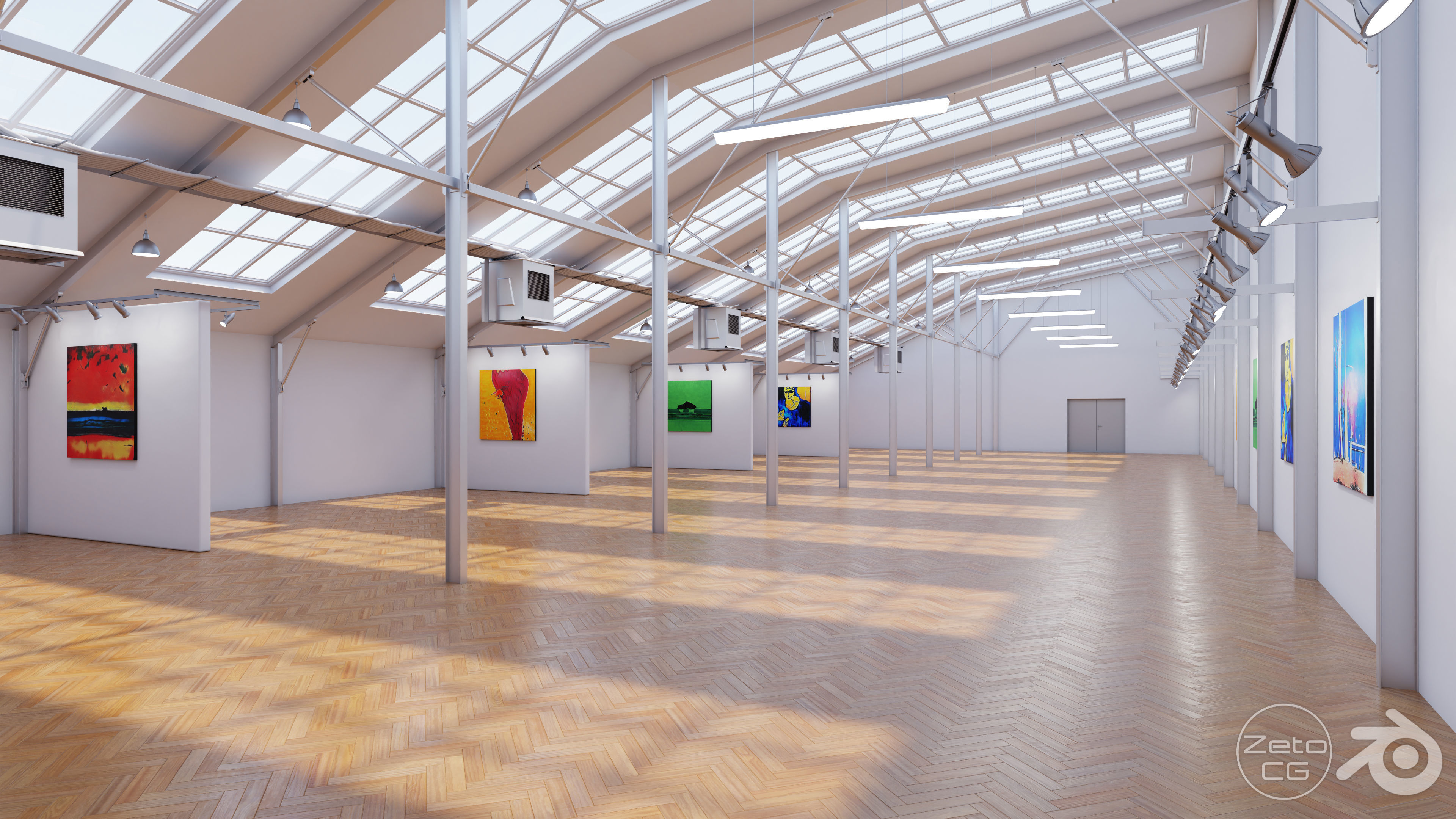 Art Museum Gallery Interior 9 Low-poly 3D model_4