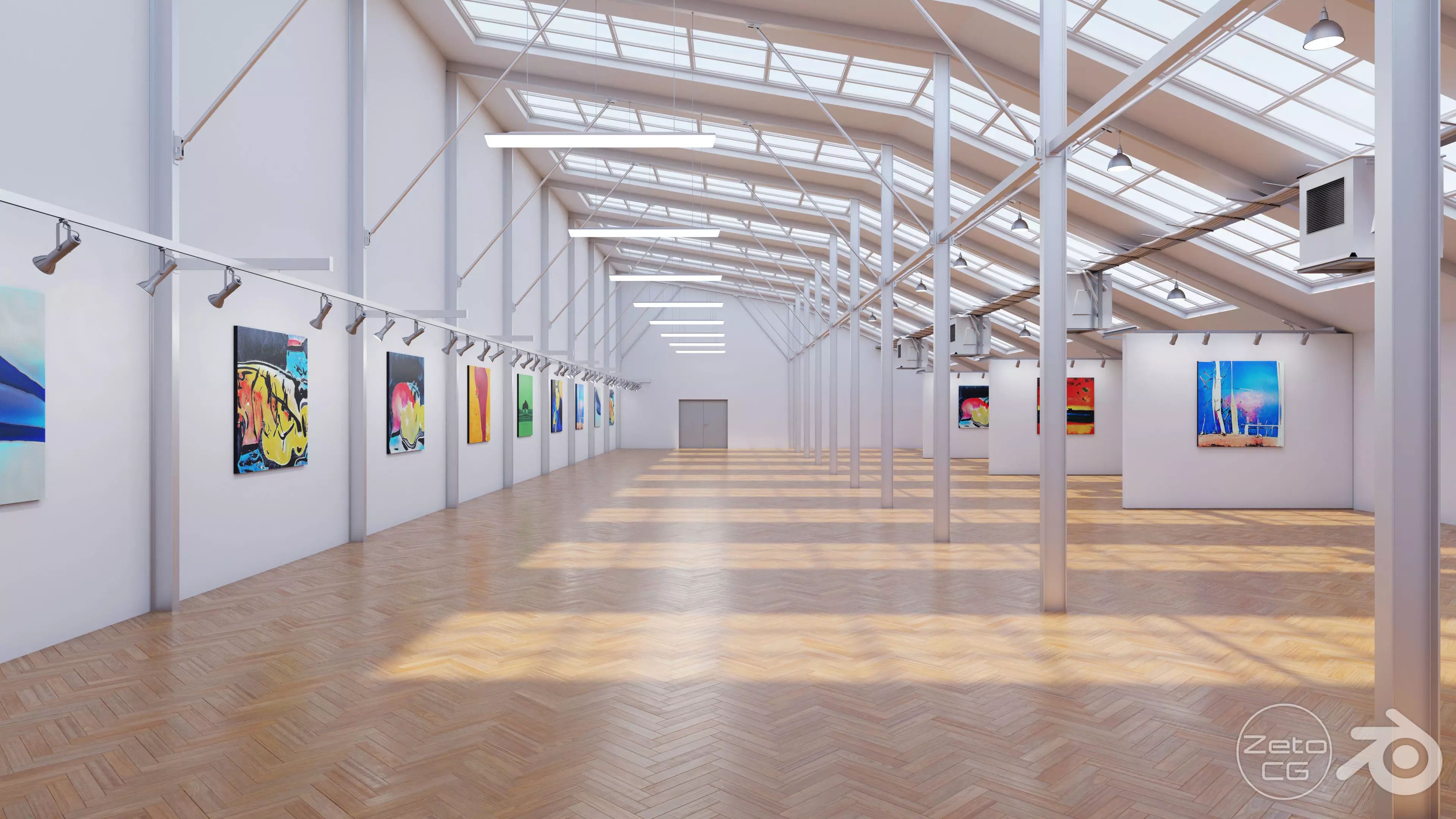 Art Museum Gallery Interior 9 Low-poly 3D model_0