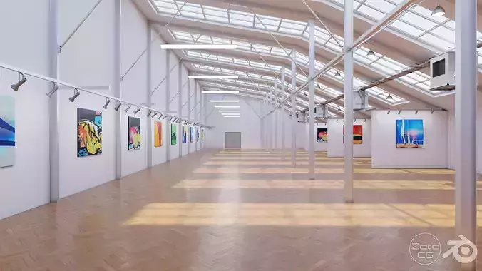 Art Museum Gallery Interior 9 Low-poly 3D model