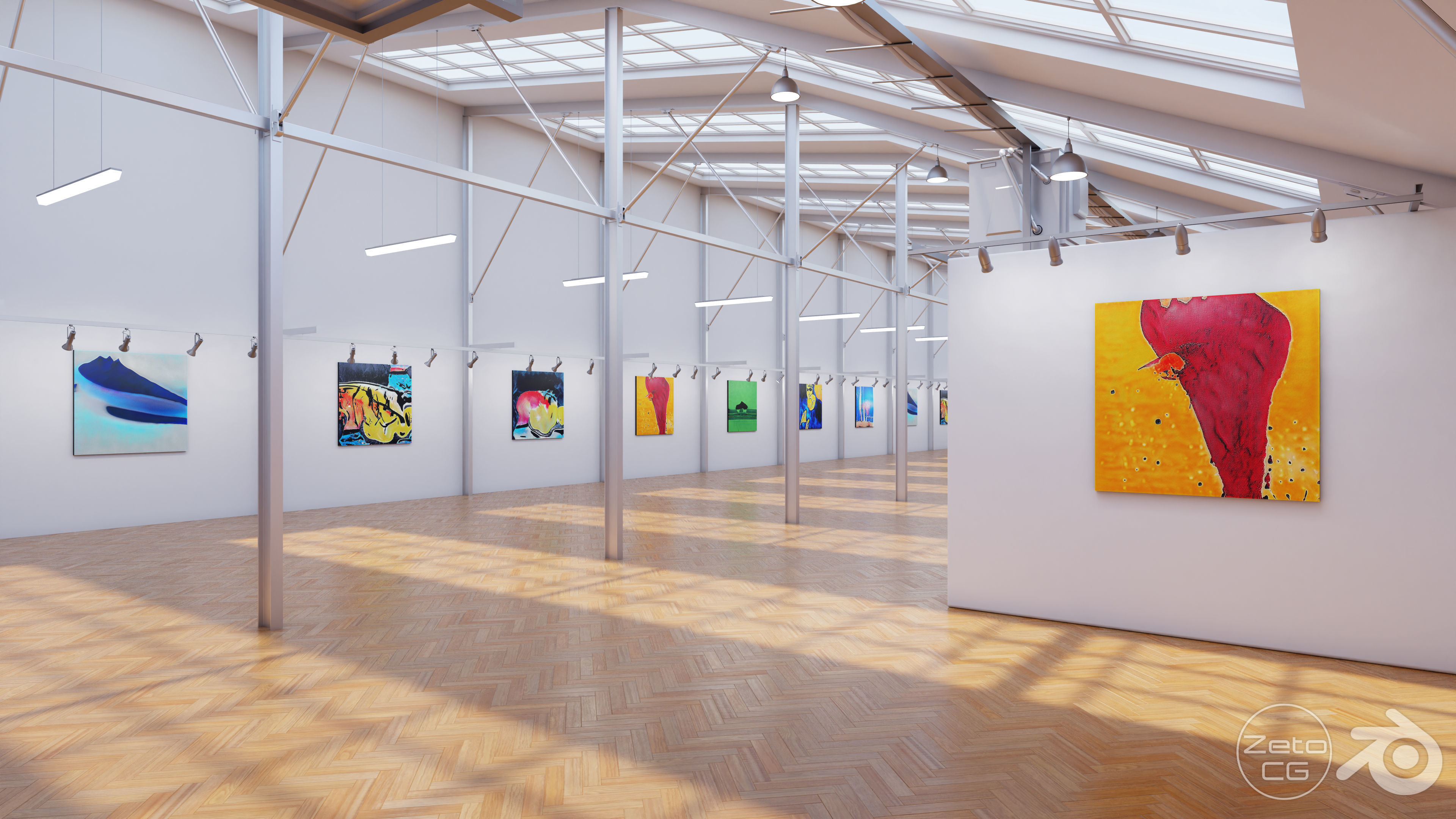 Art Museum Gallery Interior 9 Low-poly 3D model_1