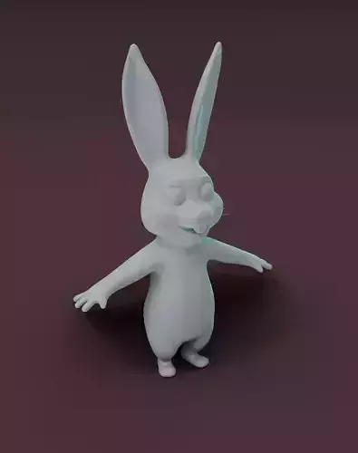 Cartoon Rabbit Rigged Base Mesh 3D Model Low-poly 3D model