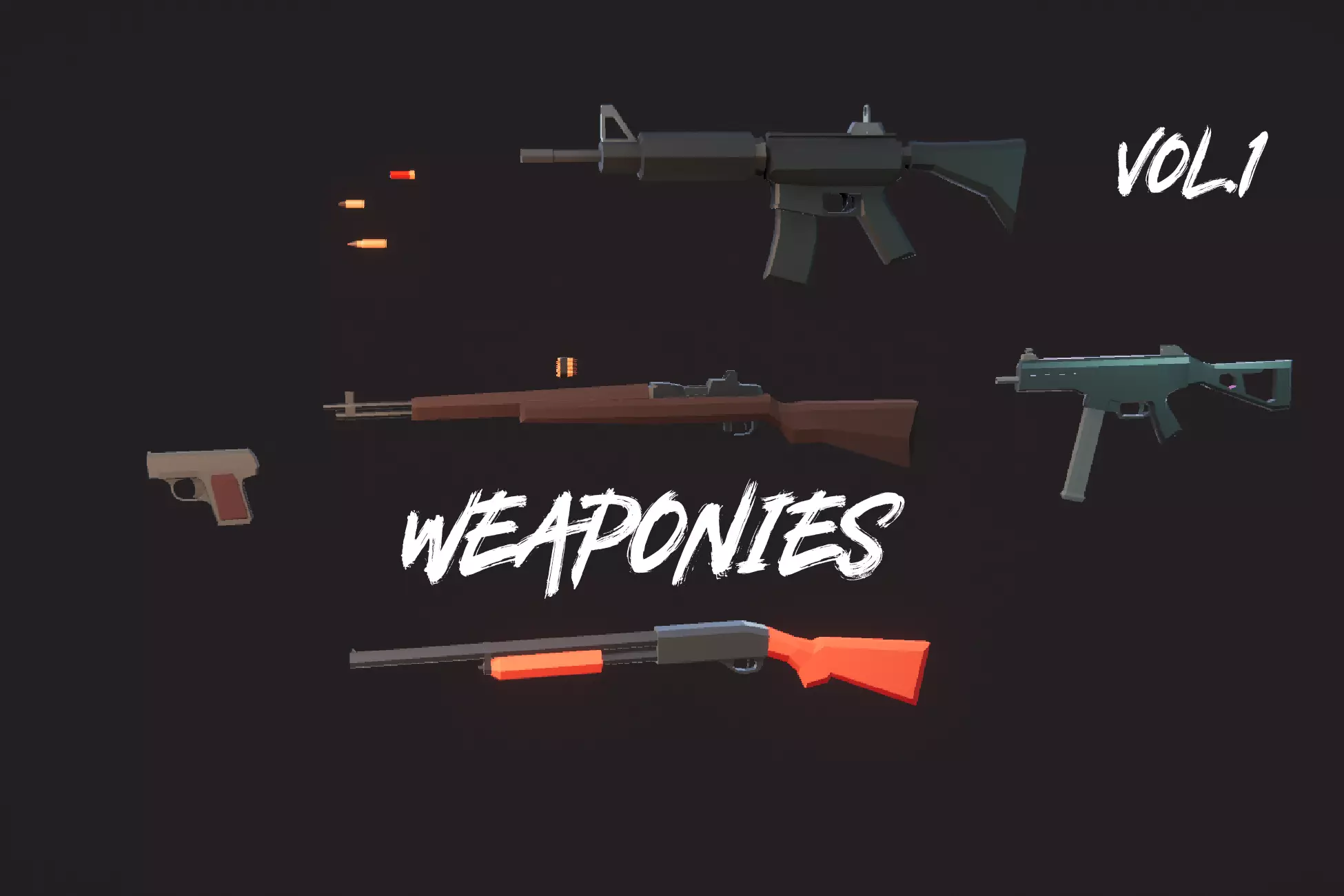 Weaponies gun Low-poly 3D model_0