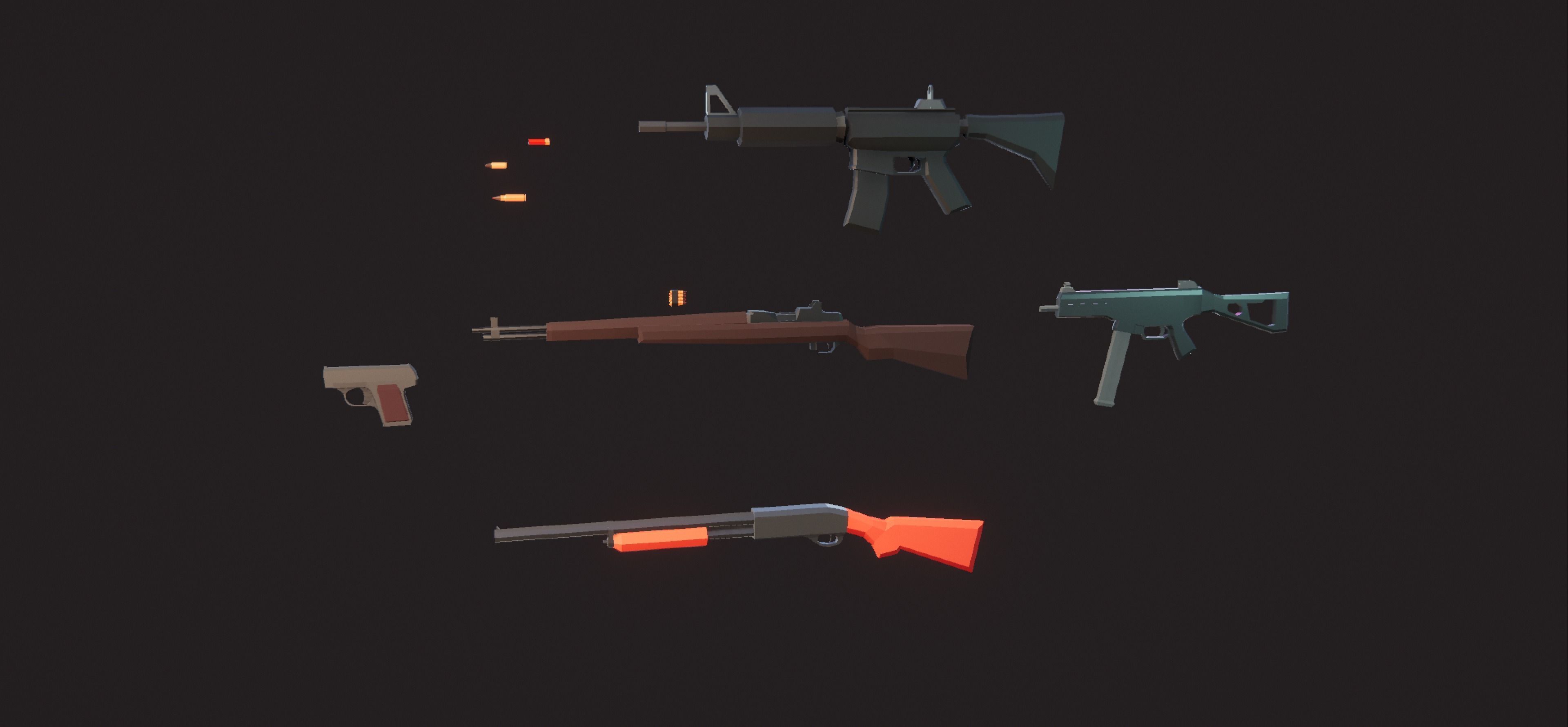 Weaponies gun Low-poly 3D model_1