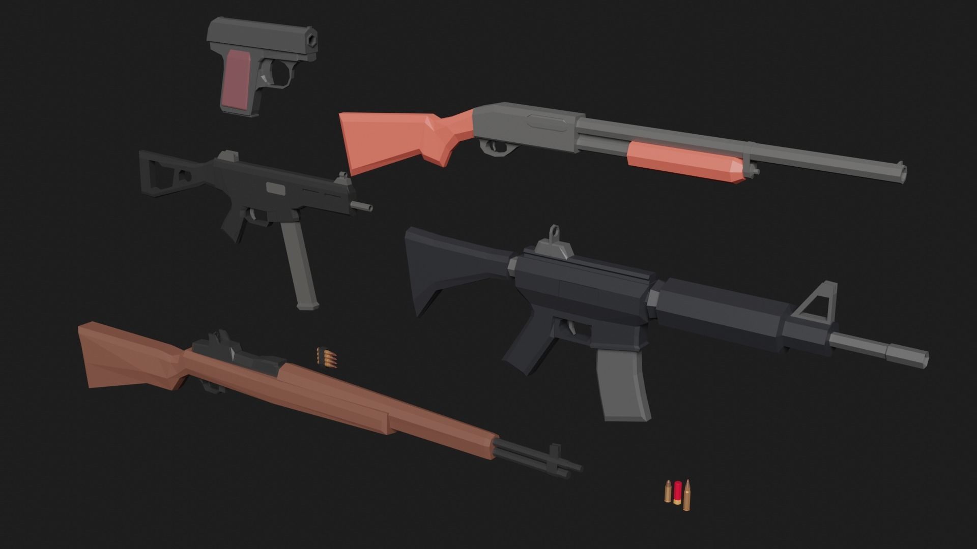 Weaponies gun Low-poly 3D model_14