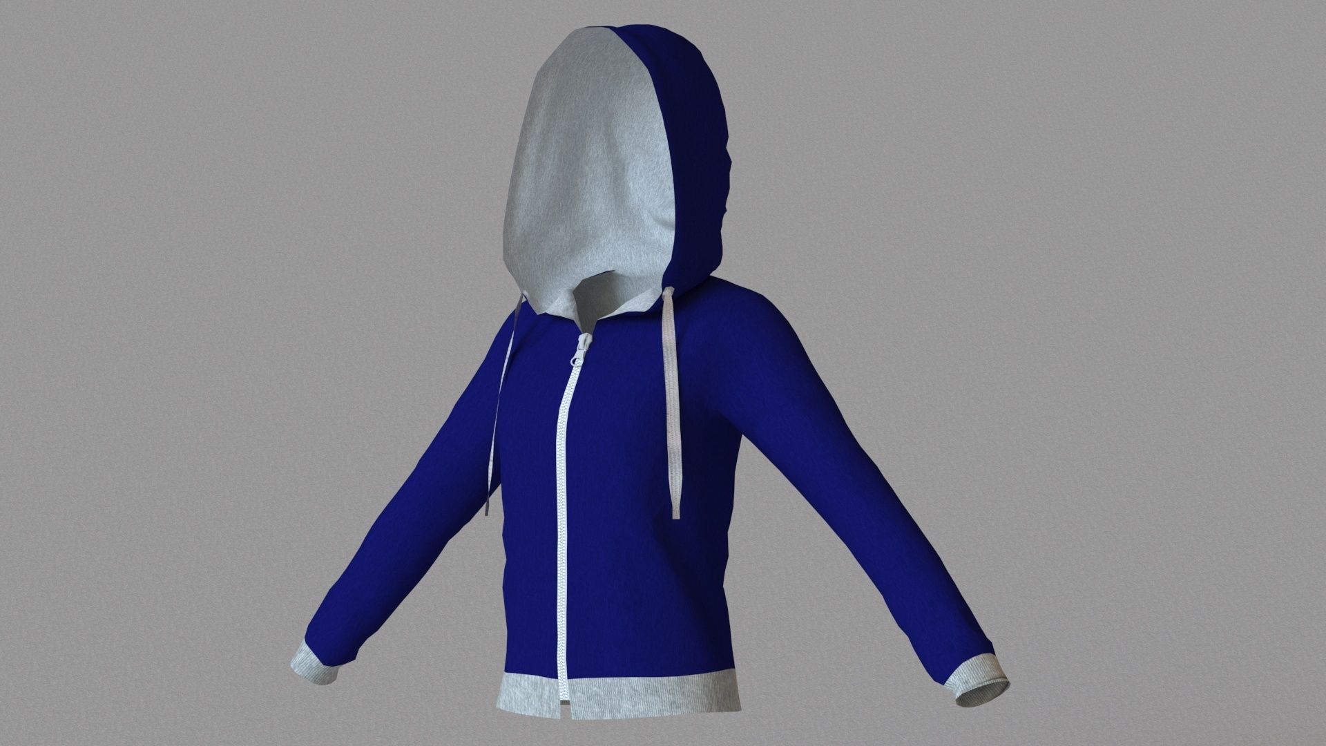 LowPoly zip up hoodie with drawstring Low-poly 3D model_27