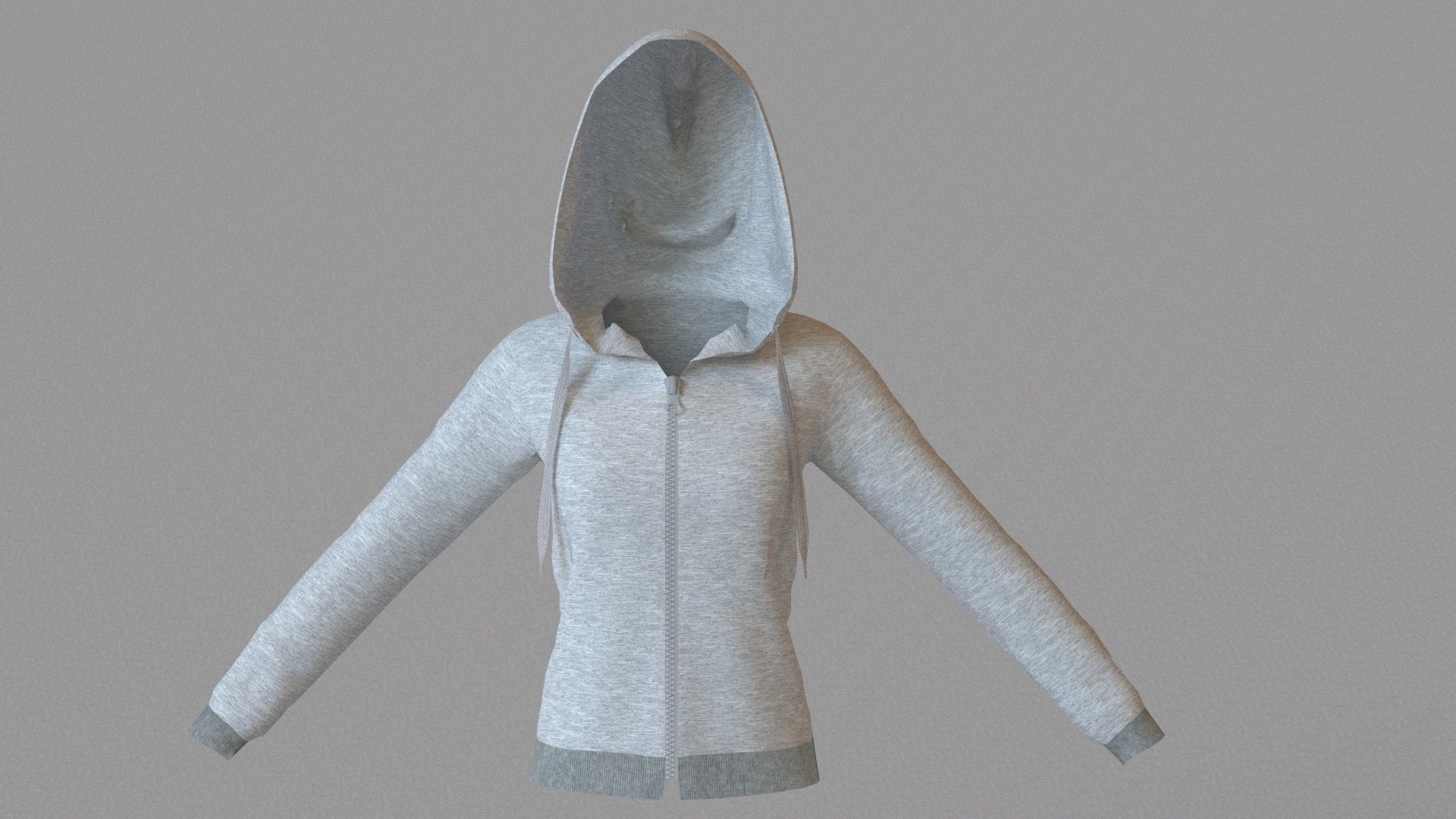 LowPoly zip up hoodie with drawstring Low-poly 3D model_20