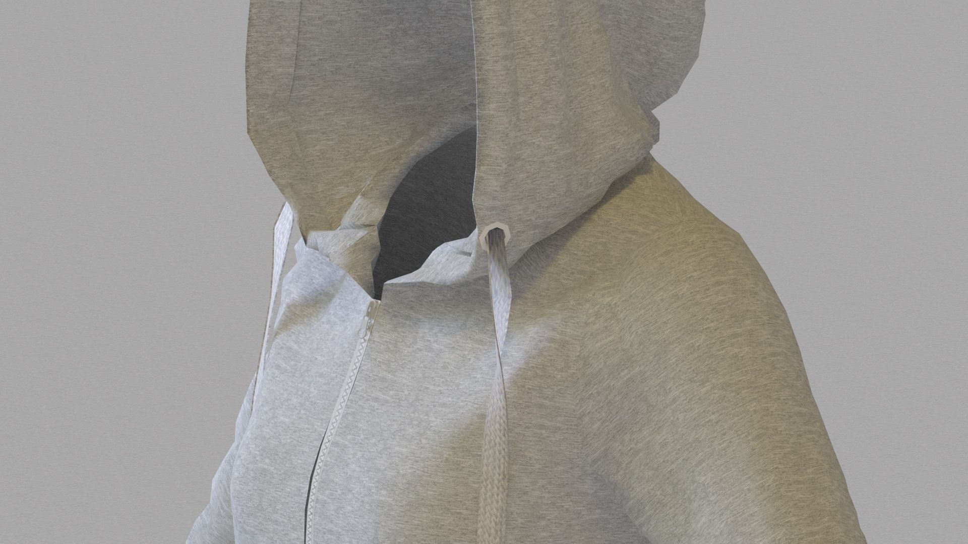 LowPoly zip up hoodie with drawstring Low-poly 3D model_8