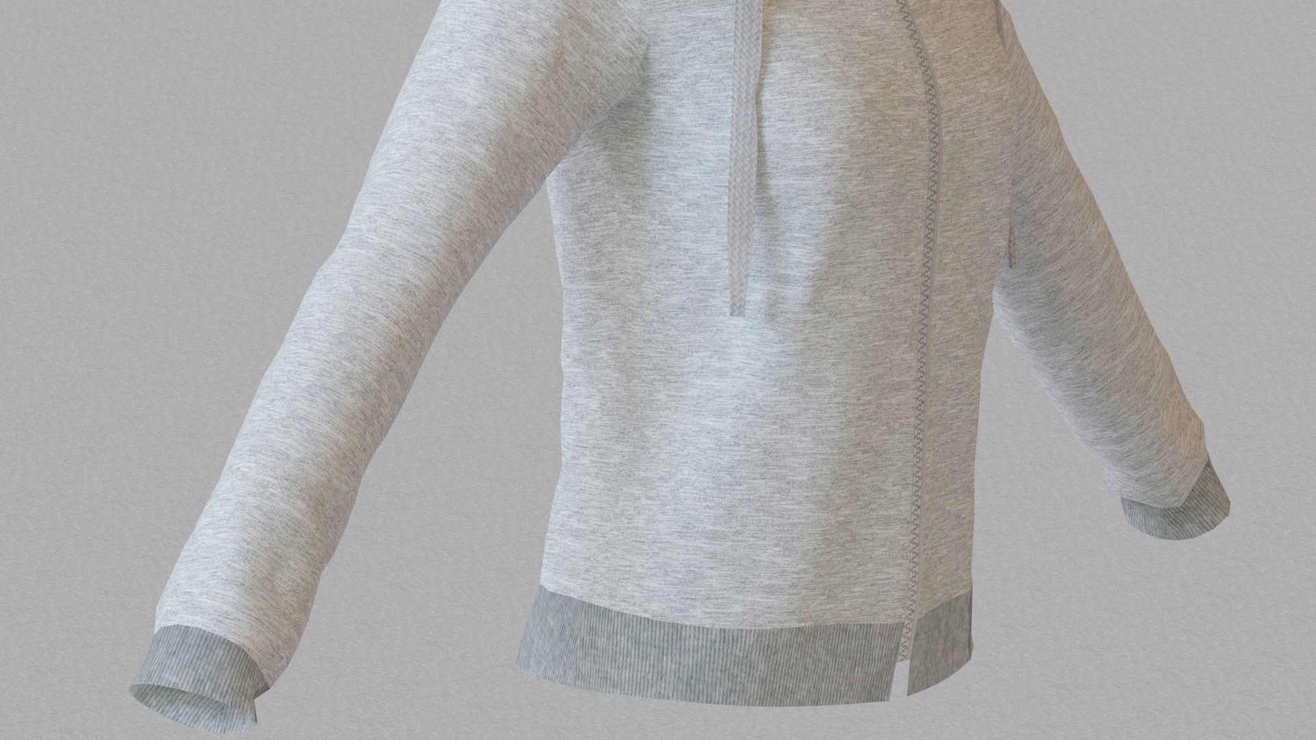 LowPoly zip up hoodie with drawstring Low-poly 3D model_18