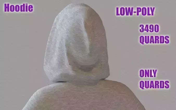 LowPoly zip up hoodie with drawstring Low-poly 3D model