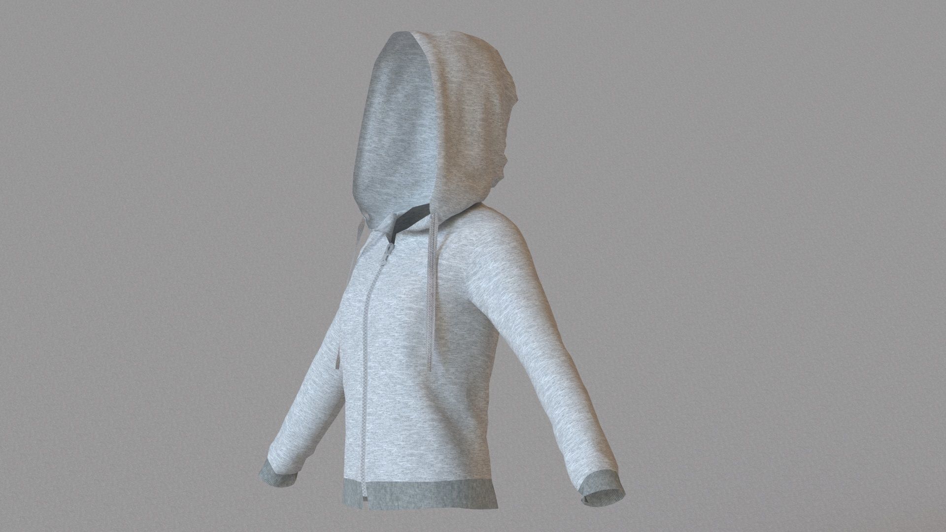 LowPoly zip up hoodie with drawstring Low-poly 3D model_26