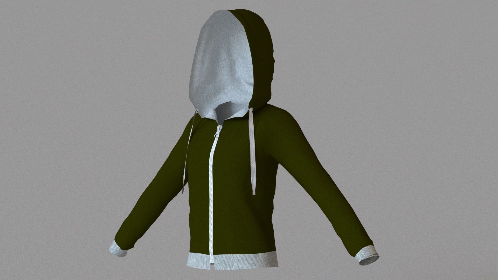 LowPoly zip up hoodie with drawstring Low-poly 3D model_30