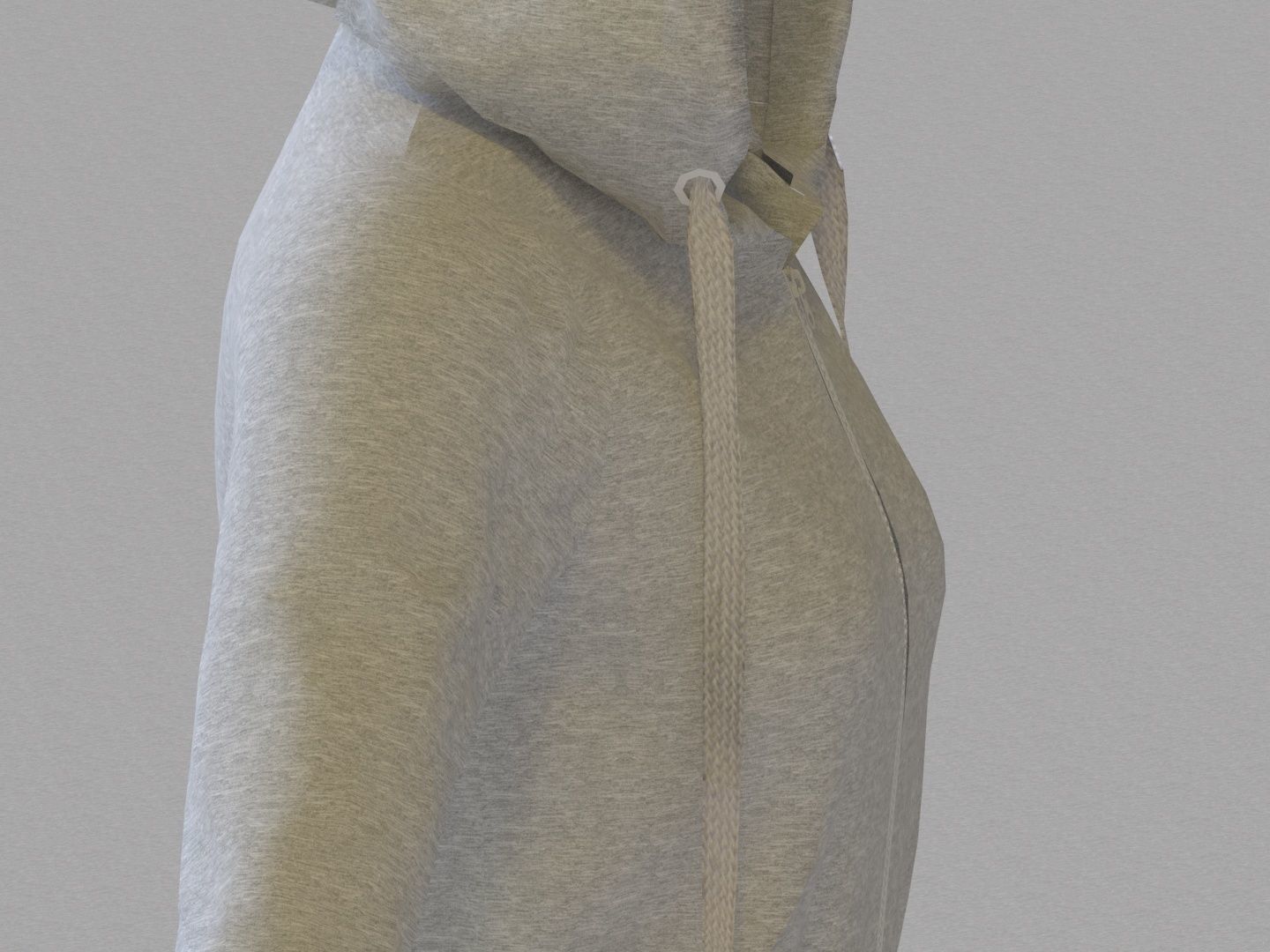 LowPoly zip up hoodie with drawstring Low-poly 3D model_10