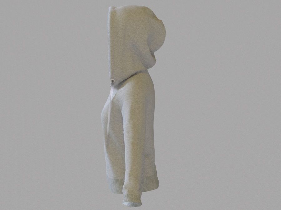 LowPoly zip up hoodie with drawstring Low-poly 3D model_7
