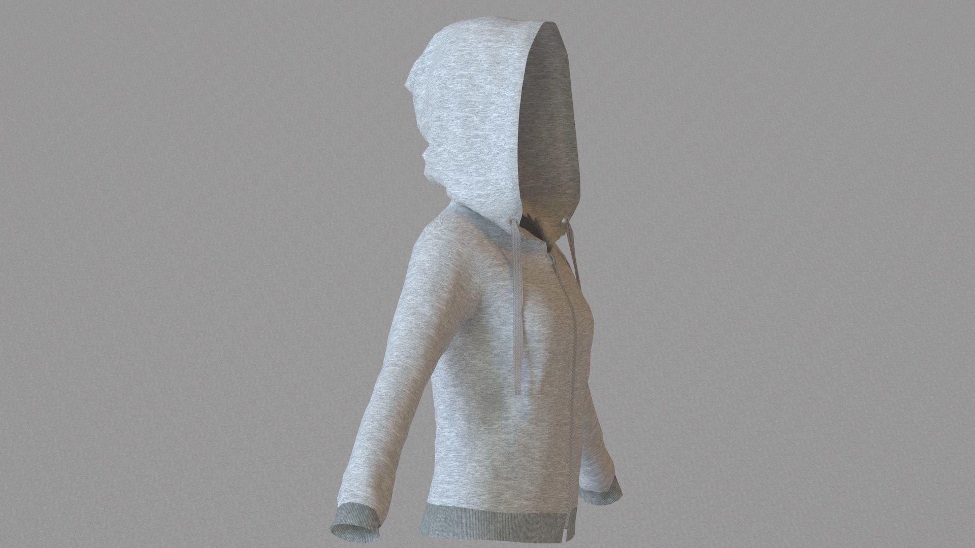 LowPoly zip up hoodie with drawstring Low-poly 3D model_21