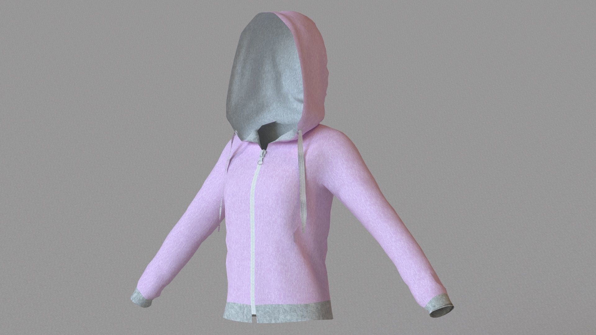 LowPoly zip up hoodie with drawstring Low-poly 3D model_31