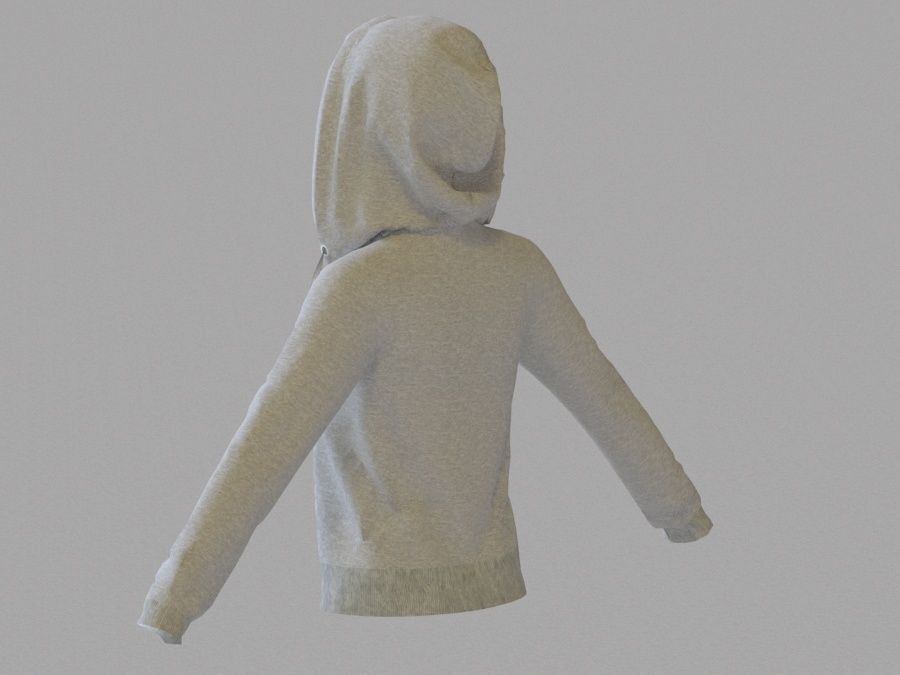 LowPoly zip up hoodie with drawstring Low-poly 3D model_2
