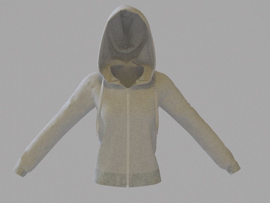 LowPoly zip up hoodie with drawstring Low-poly 3D model_5