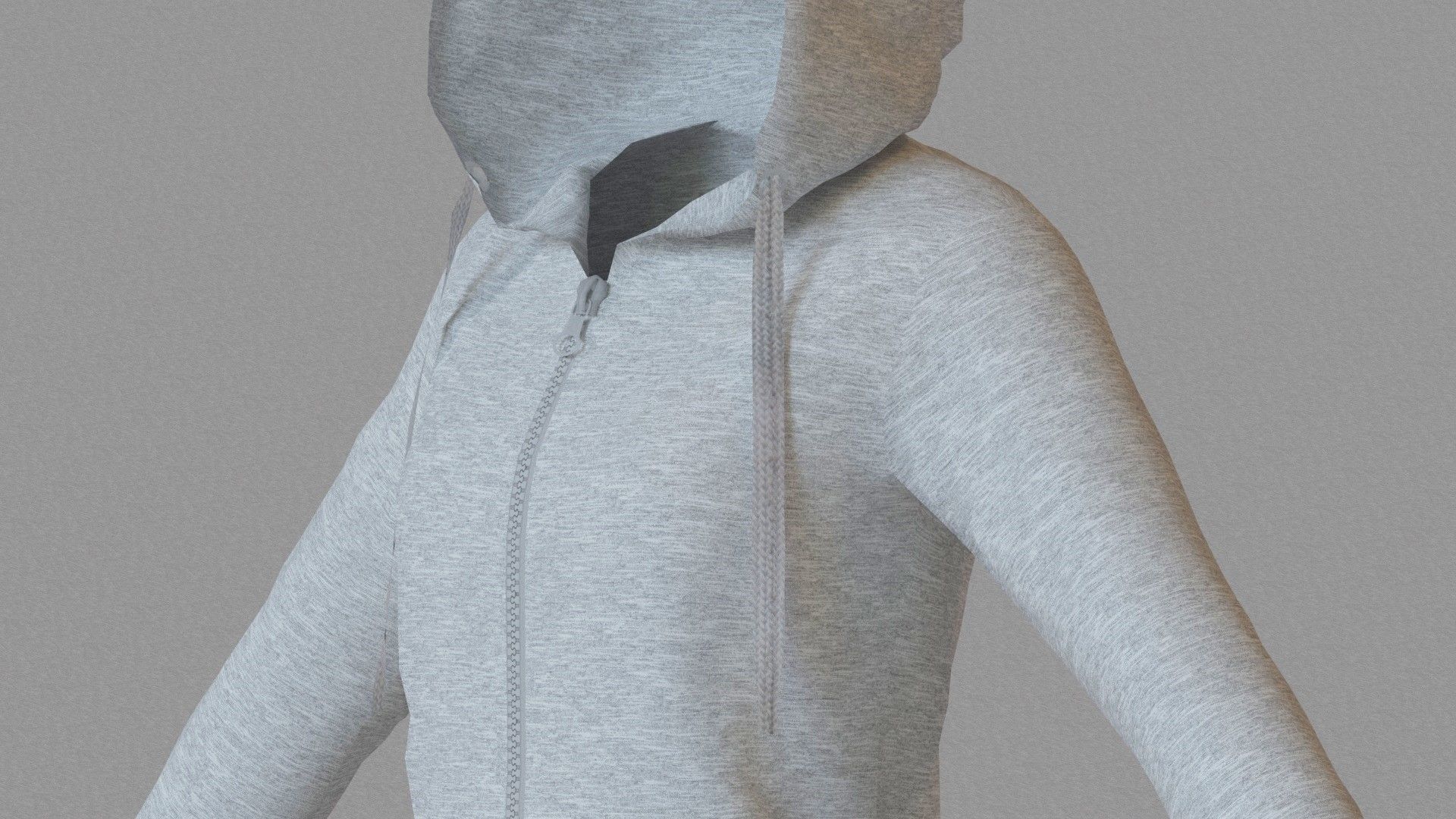 LowPoly zip up hoodie with drawstring Low-poly 3D model_14