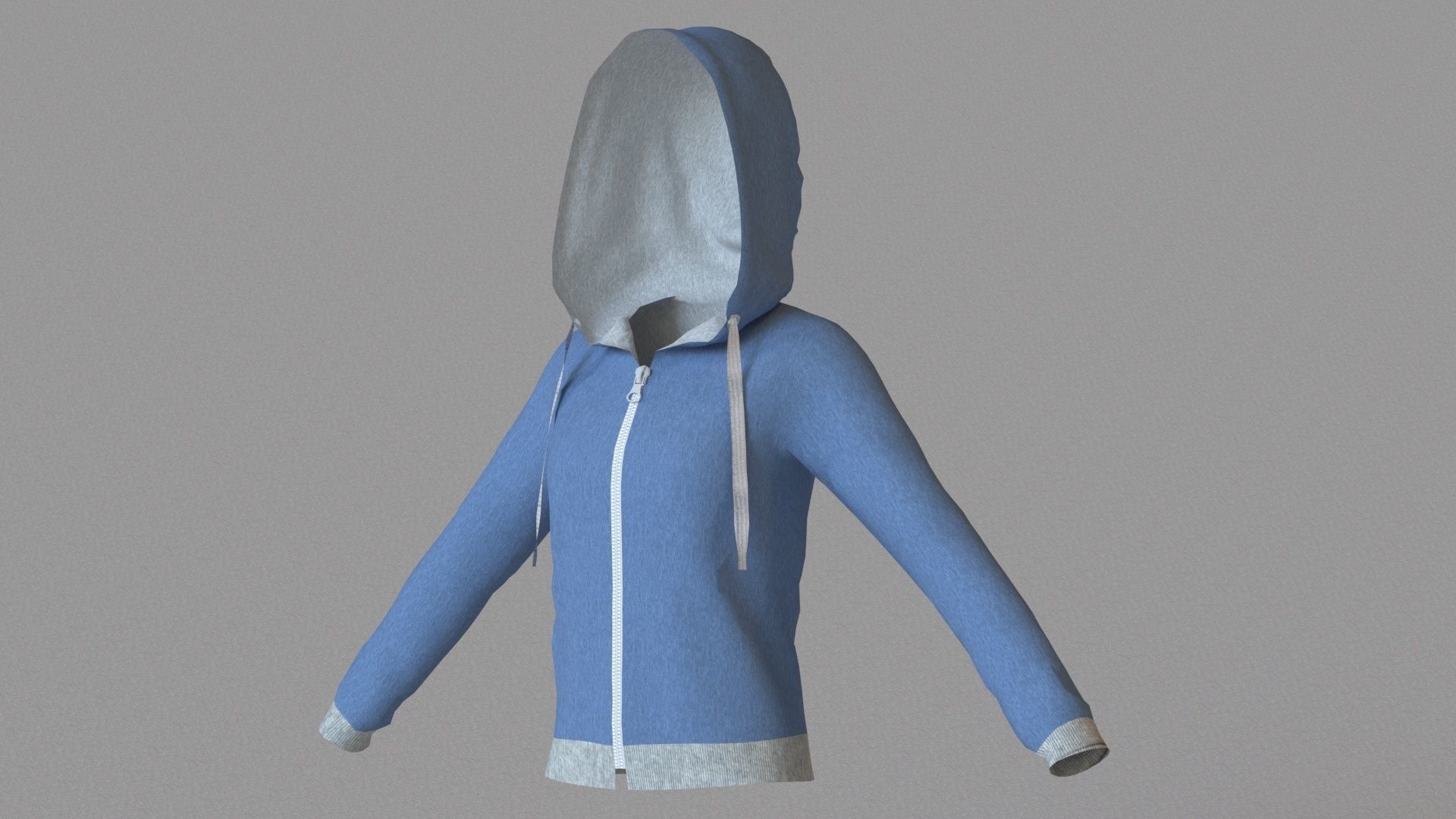 LowPoly zip up hoodie with drawstring Low-poly 3D model_28