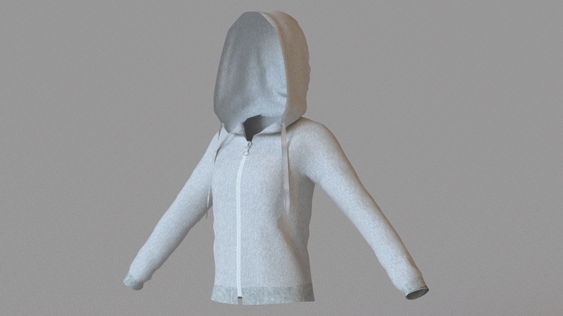 LowPoly zip up hoodie with drawstring Low-poly 3D model_29