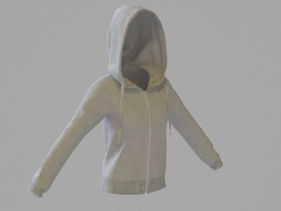 LowPoly zip up hoodie with drawstring Low-poly 3D model_4