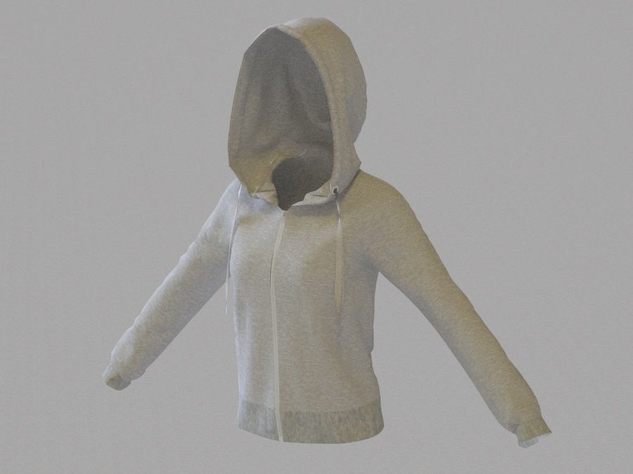 LowPoly zip up hoodie with drawstring Low-poly 3D model_11