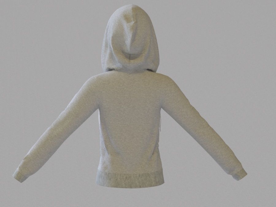 LowPoly zip up hoodie with drawstring Low-poly 3D model_12
