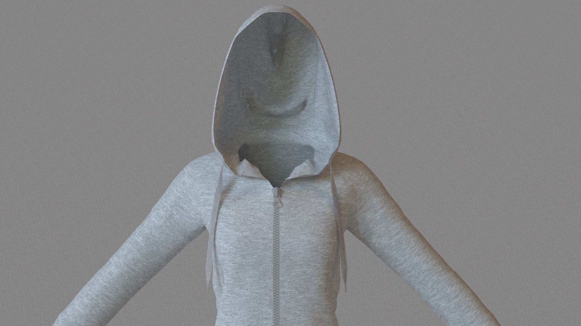 LowPoly zip up hoodie with drawstring Low-poly 3D model_13