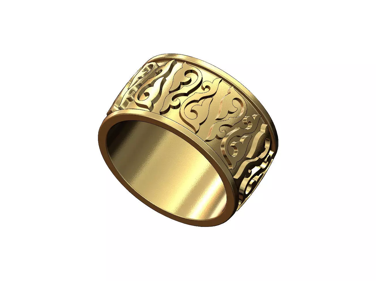 Floral scroll engraving cigar band US sizes 8 9 10 3D print model_0