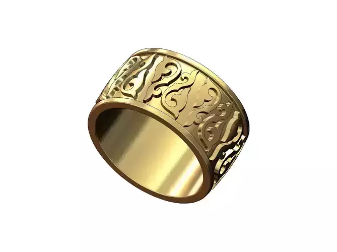 Floral scroll engraving cigar band US sizes 8 9 10