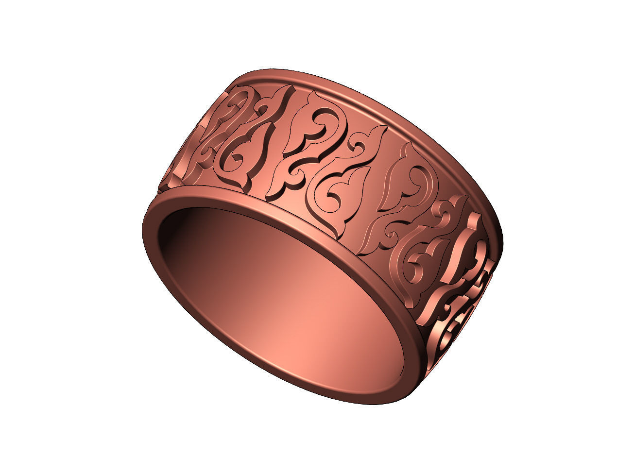 Floral scroll engraving cigar band US sizes 8 9 10 3D print model_9