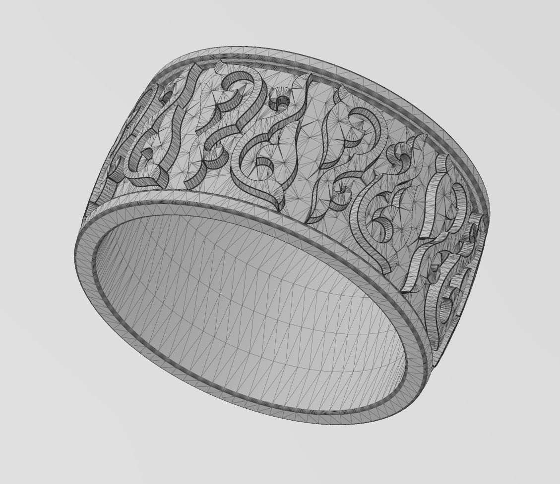 Floral scroll engraving cigar band US sizes 8 9 10 3D print model_14