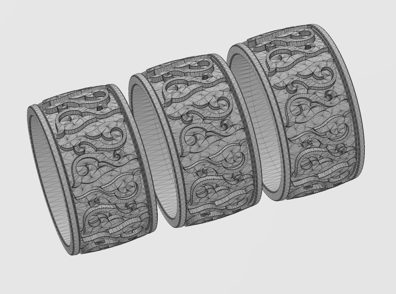 Floral scroll engraving cigar band US sizes 8 9 10 3D print model_13