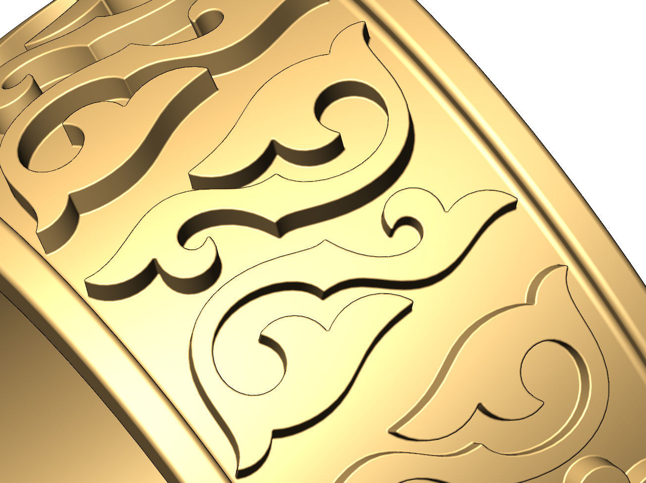 Floral scroll engraving cigar band US sizes 8 9 10 3D print model_5